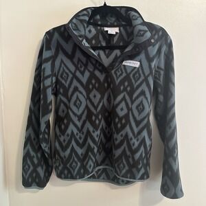 Vintage Obermeyer 80s/90s Green Southwestern Aztec Pull Over Snap‎ Fleece Jacket